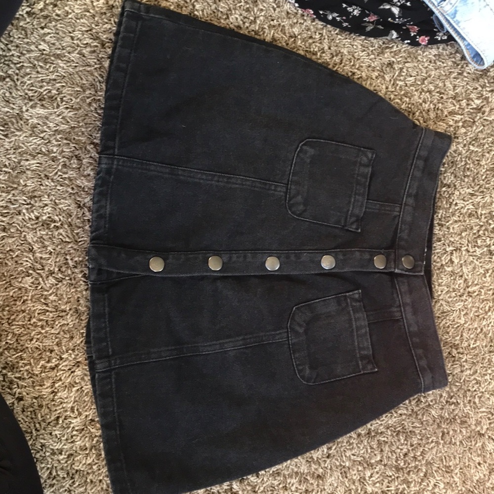 Black Button Up Jean skirt
